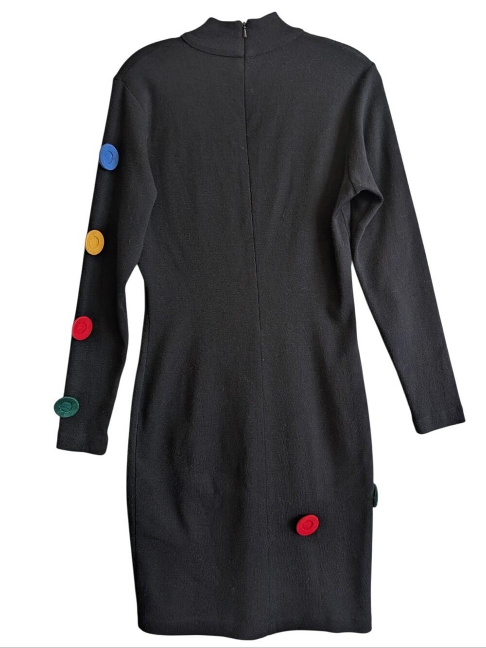 Anthony Michael Wool Blend Sweater Dress Small Black Body Con 80s Pop Art - Picture 4 of 9